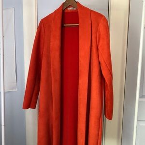 Zara Suede Orange Longline Blazer